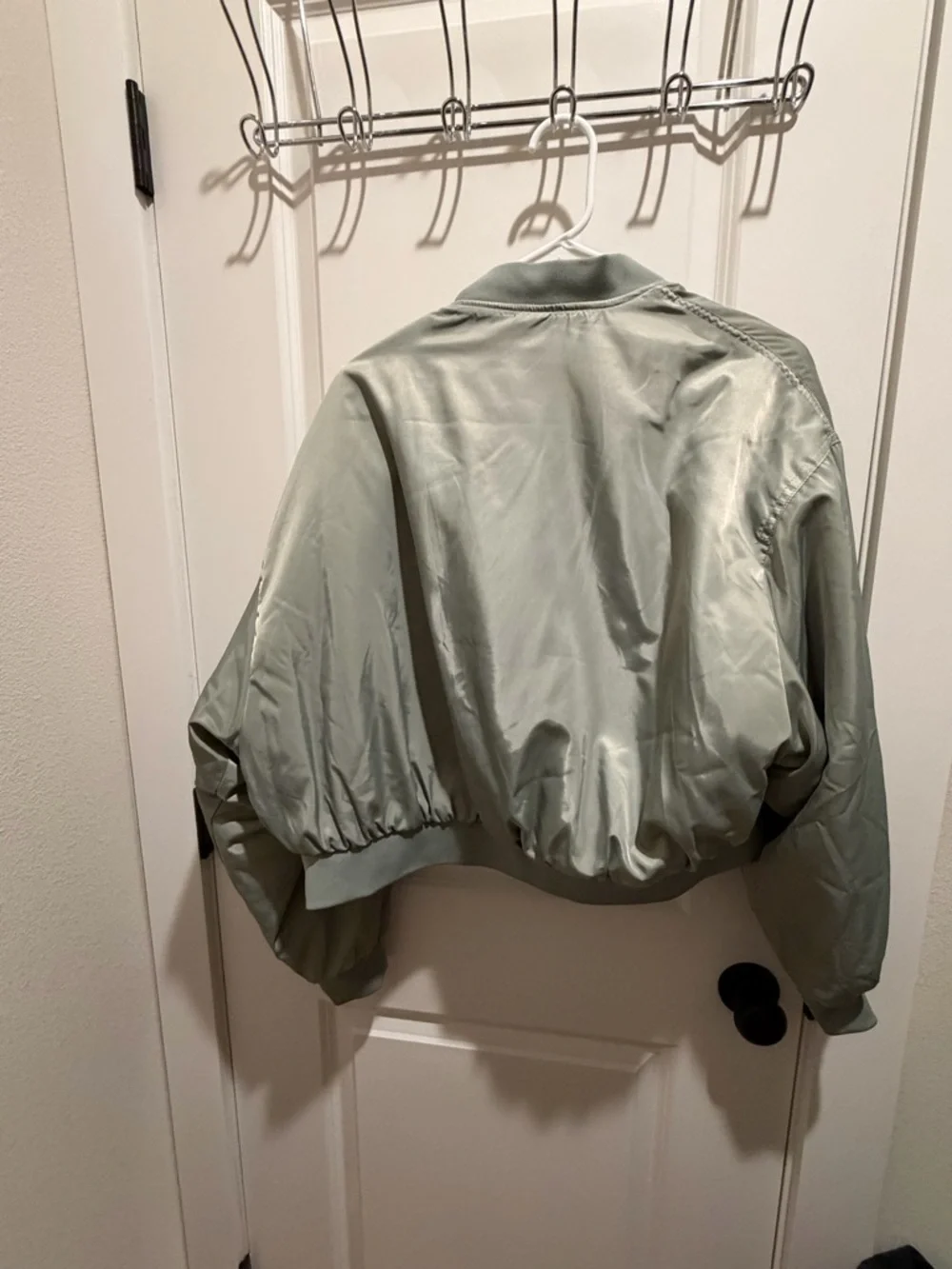 Ci Sono Sage Green Cropped Bomber Jacket - Picture 3 of 6